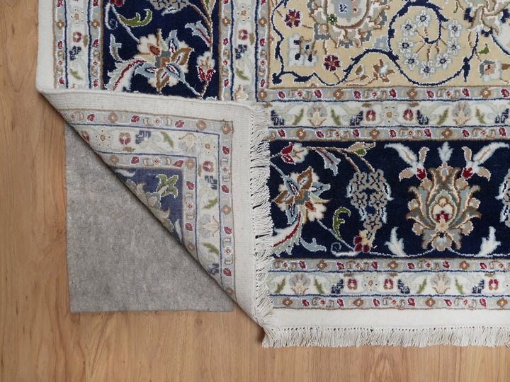 8'11" x 12'3" New Hand Knotted Ivory Wool & Silk Rectangle Oriental Rug - MOA10291643