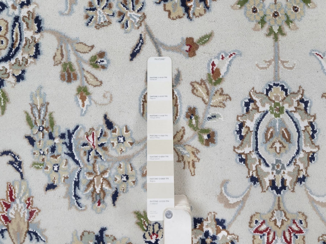 8'11" x 12'3" New Hand Knotted Ivory Wool & Silk Rectangle Oriental Rug - MOA10291643