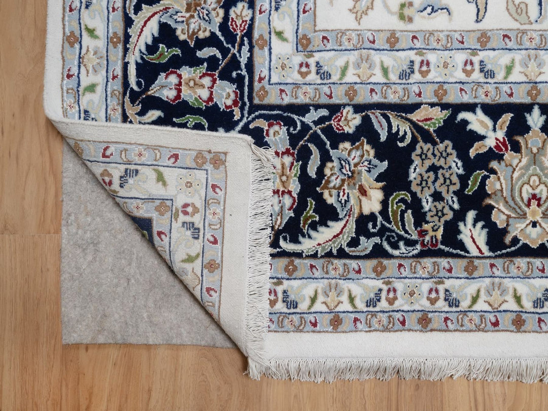 9'11" x 14'3" New Hand Knotted Ivory Wool & Silk Rectangle Oriental Rug - MOA10291644