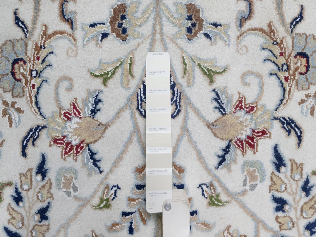 9'11" x 14'3" New Hand Knotted Ivory Wool & Silk Rectangle Oriental Rug - MOA10291644