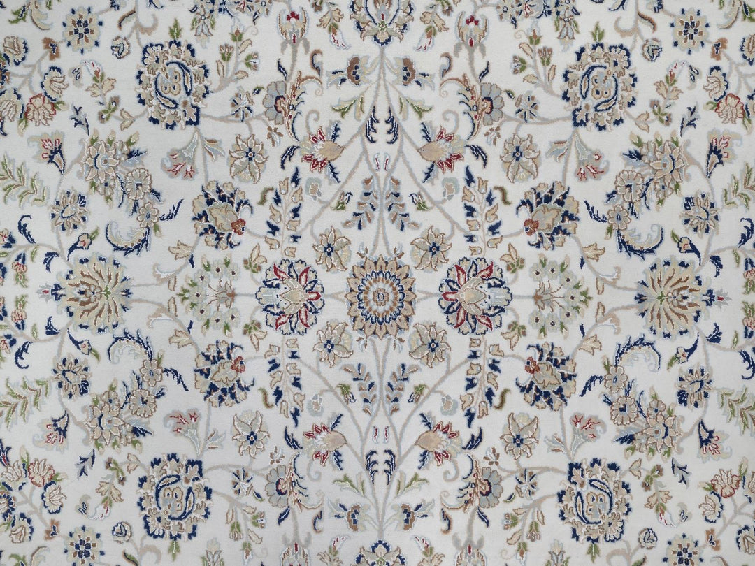 9'11" x 14'3" New Hand Knotted Ivory Wool & Silk Rectangle Oriental Rug - MOA10291644