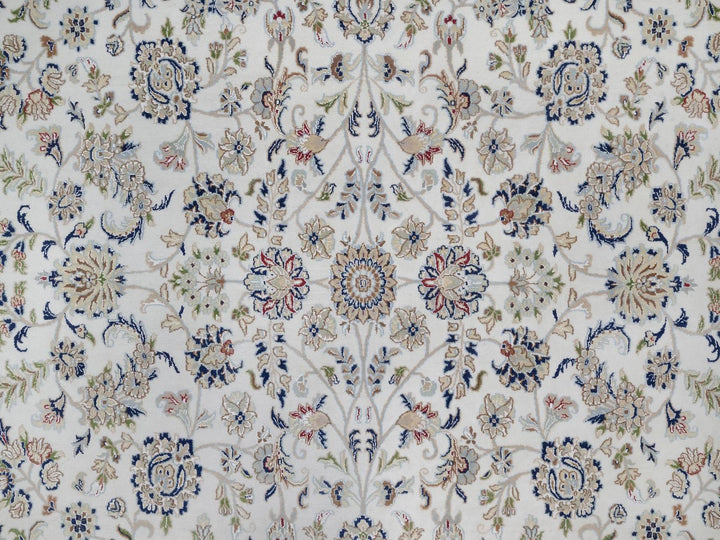 9'11" x 14'3" New Hand Knotted Ivory Wool & Silk Rectangle Oriental Rug - MOA10291644