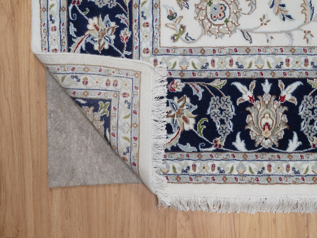 8'1" x 10'2" New Hand Knotted Ivory Wool & Silk Rectangle Oriental Rug - MOA10291645