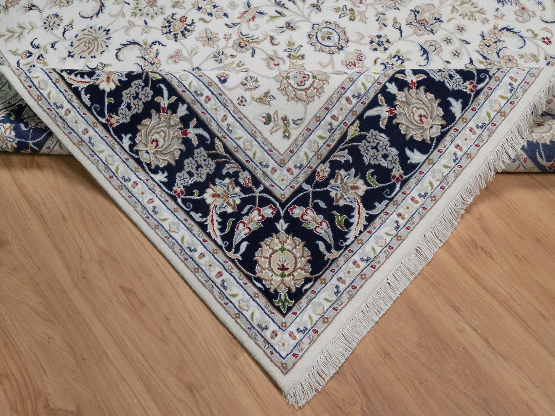 8'1" x 10'2" New Hand Knotted Ivory Wool & Silk Rectangle Oriental Rug - MOA10291645