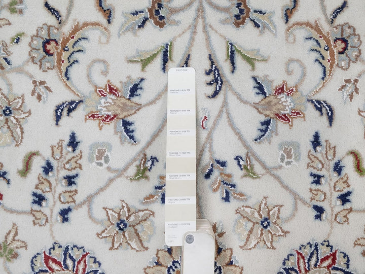 8'1" x 10'2" New Hand Knotted Ivory Wool & Silk Rectangle Oriental Rug - MOA10291645