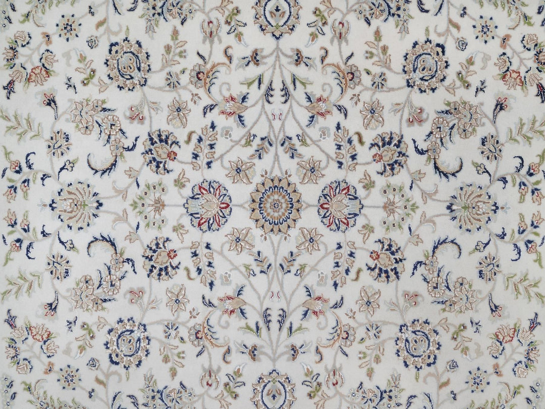 8'1" x 10'2" New Hand Knotted Ivory Wool & Silk Rectangle Oriental Rug - MOA10291645