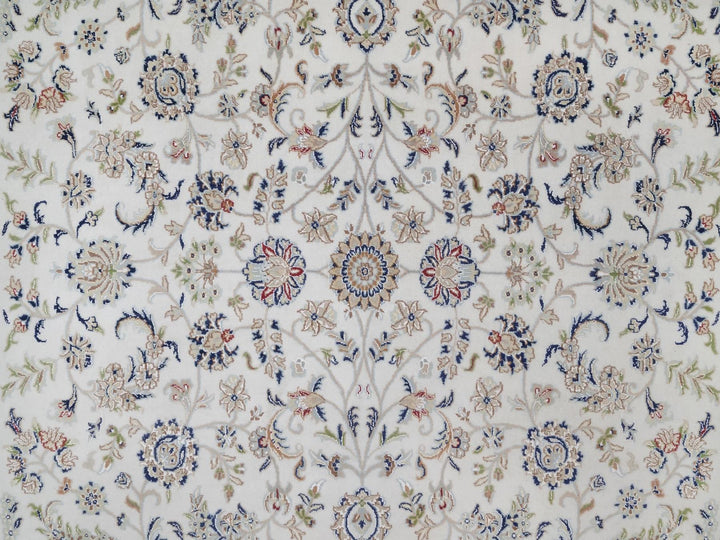 8'1" x 10'2" New Hand Knotted Ivory Wool & Silk Rectangle Oriental Rug - MOA10291645