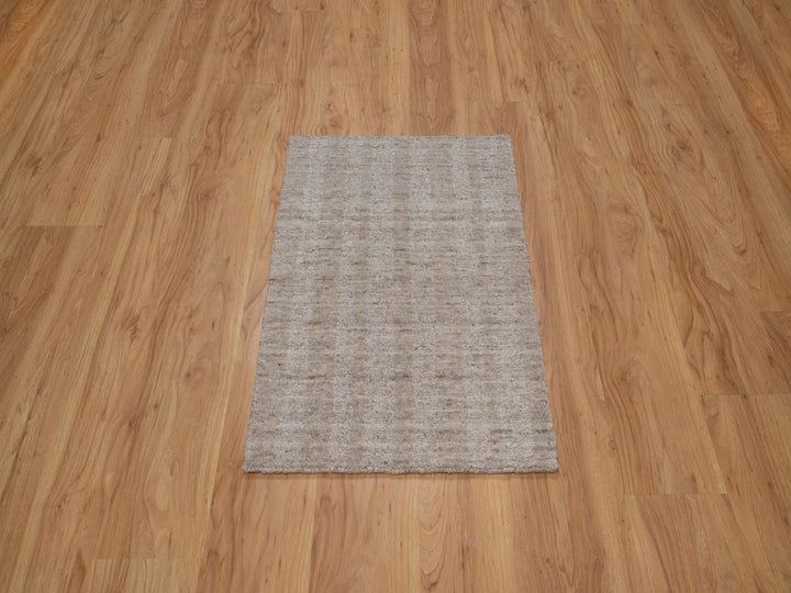 2'0" x 2'11" New Hand Loomed Brown Wool Rectangle Oriental Rug - MOA10291649