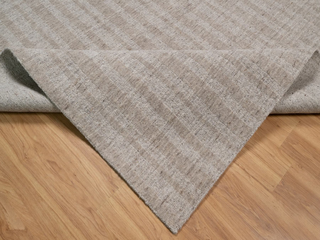 9'11" x 14'0" New Hand Loomed Brown Wool Rectangle Oriental Rug - MOA10291661