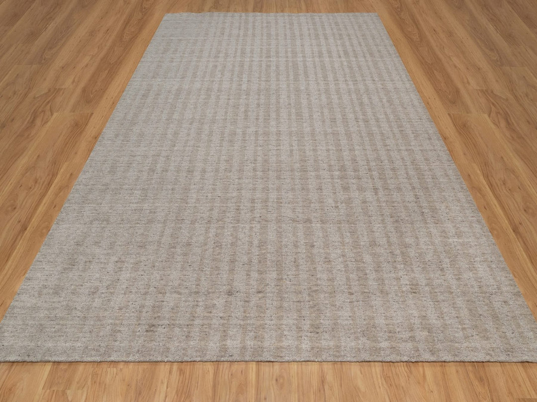 9'0" x 12'0" New Hand Loomed Brown Wool Rectangle Oriental Rug - MOA10291663