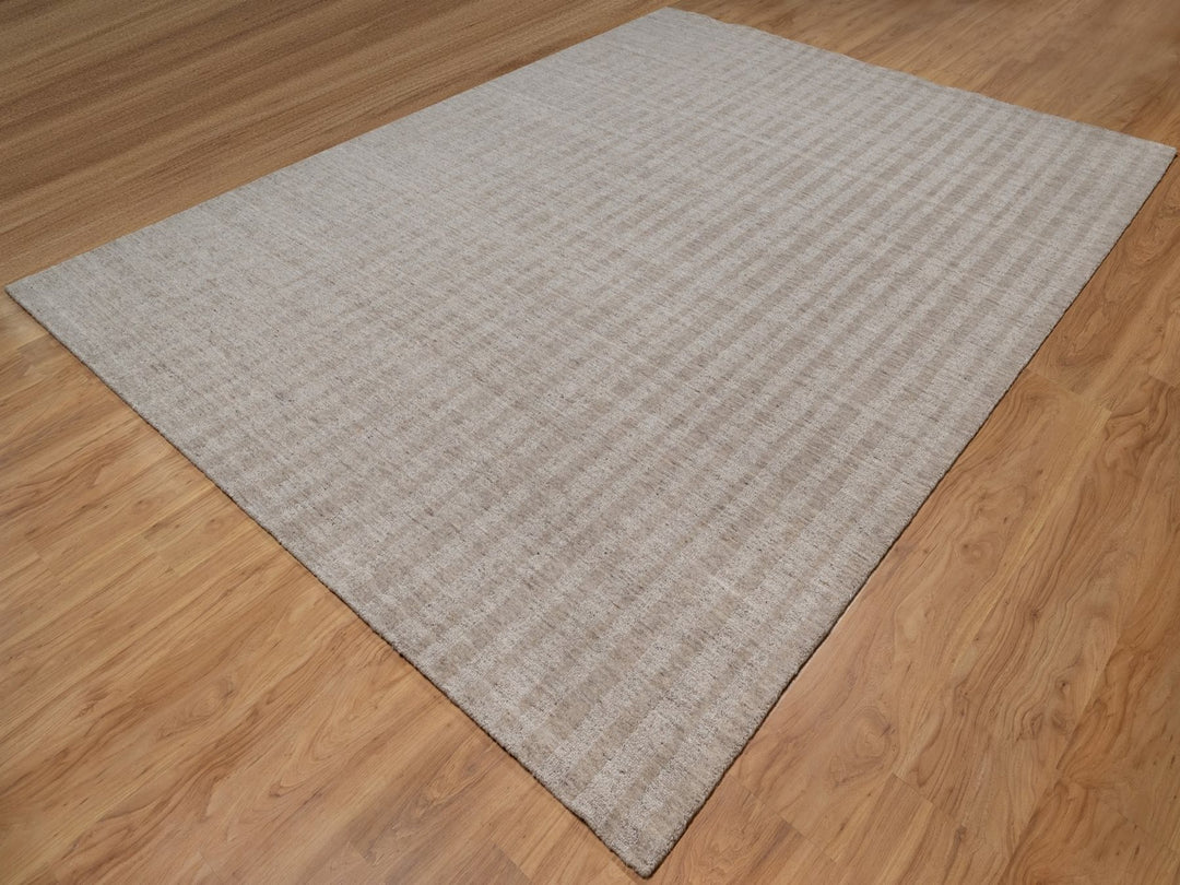 9'0" x 12'0" New Hand Loomed Brown Wool Rectangle Oriental Rug - MOA10291663
