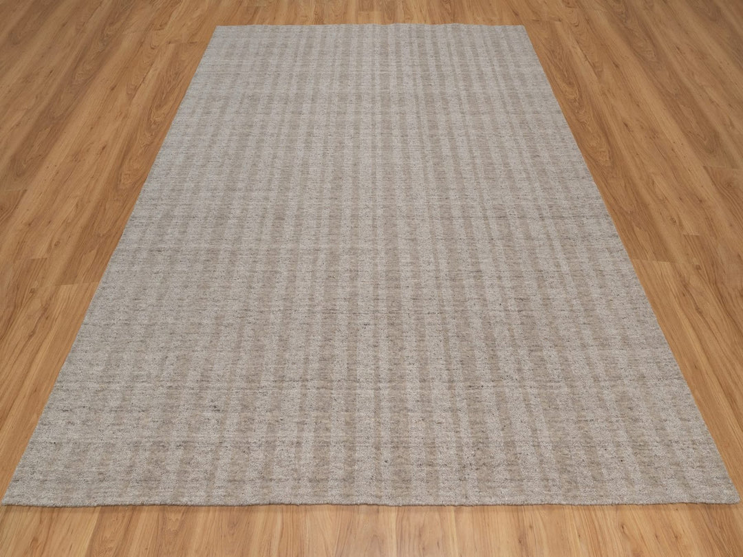 8'1" x 10'0" New Hand Loomed Brown Wool Rectangle Oriental Rug - MOA10291664