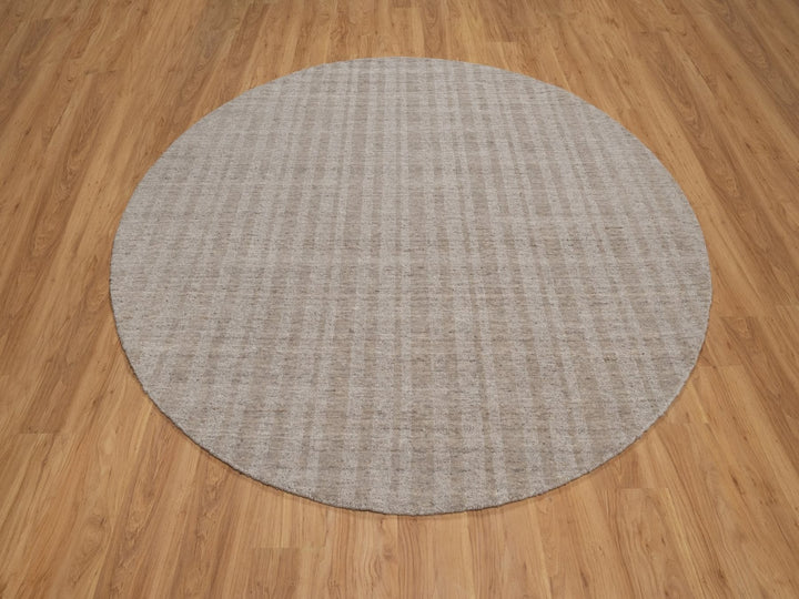 8'0" x 8'0" New Hand Loomed Brown Wool Round Oriental Rug - MOA10291666