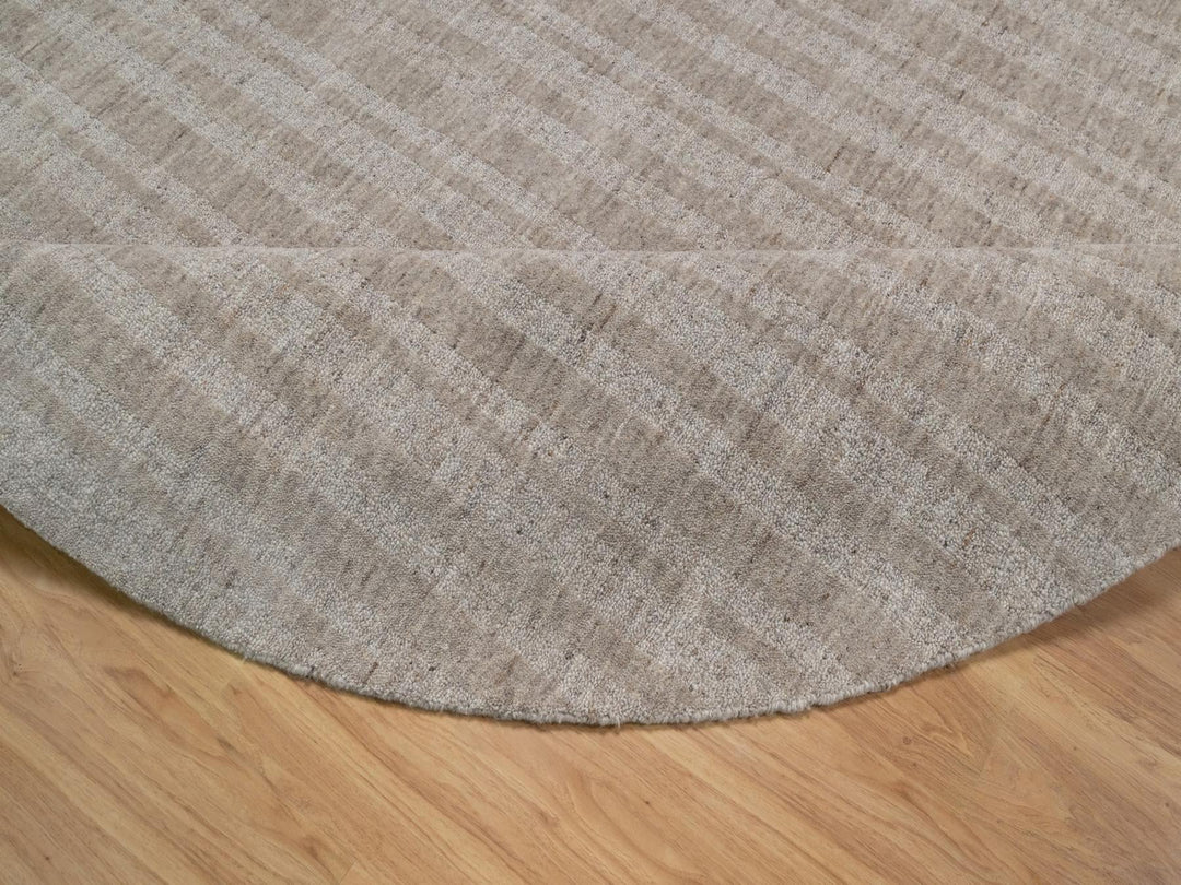 8'0" x 8'0" New Hand Loomed Brown Wool Round Oriental Rug - MOA10291666