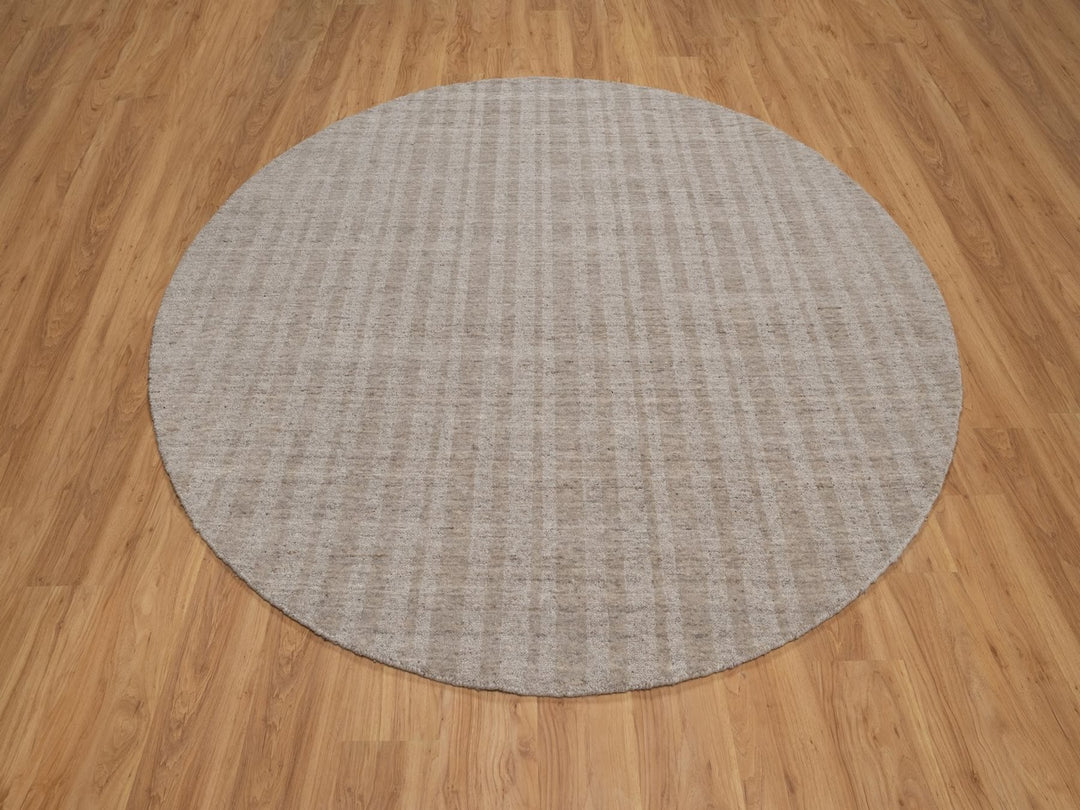 8'0" x 8'0" New Hand Loomed Brown Wool Round Oriental Rug - MOA10291667