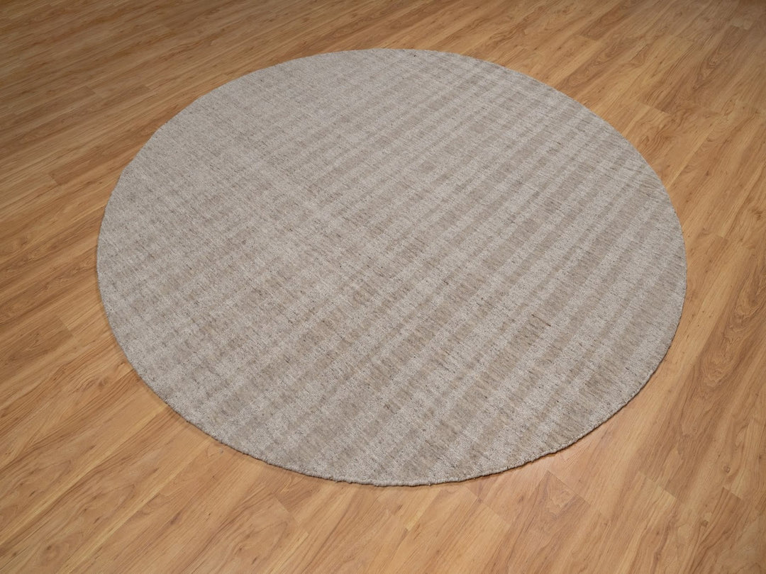 8'0" x 8'0" New Hand Loomed Brown Wool Round Oriental Rug - MOA10291667