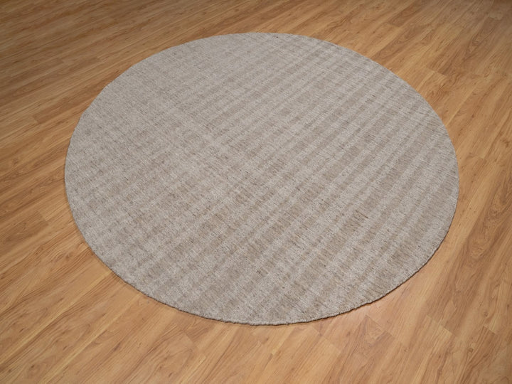 8'0" x 8'0" New Hand Loomed Brown Wool Round Oriental Rug - MOA10291667