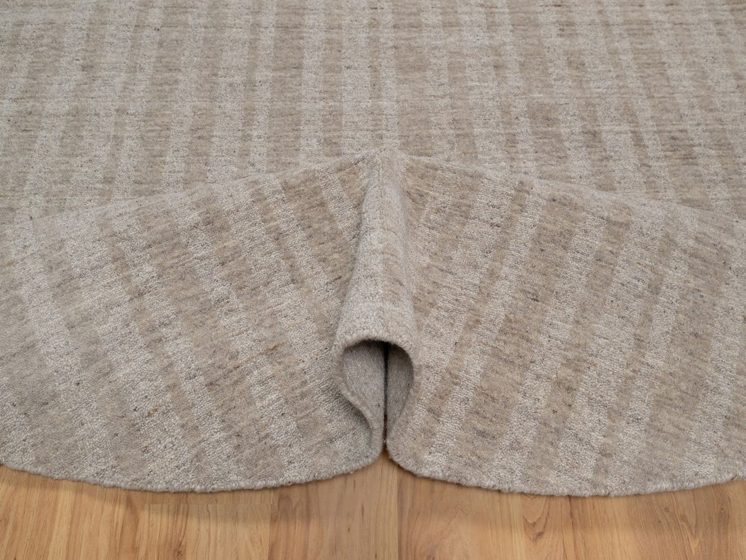 8'0" x 8'0" New Hand Loomed Brown Wool Round Oriental Rug - MOA10291667