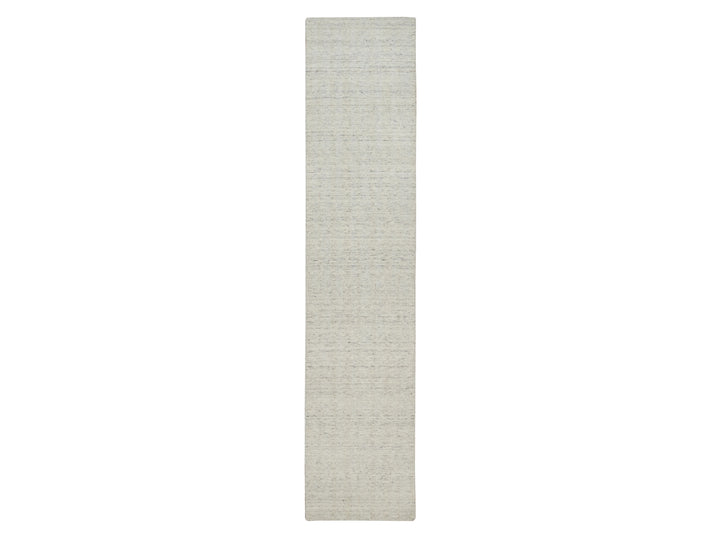 2'7" x 12'0" New Hand Loomed Ivory Wool Runner Oriental Rug - MOA10291668