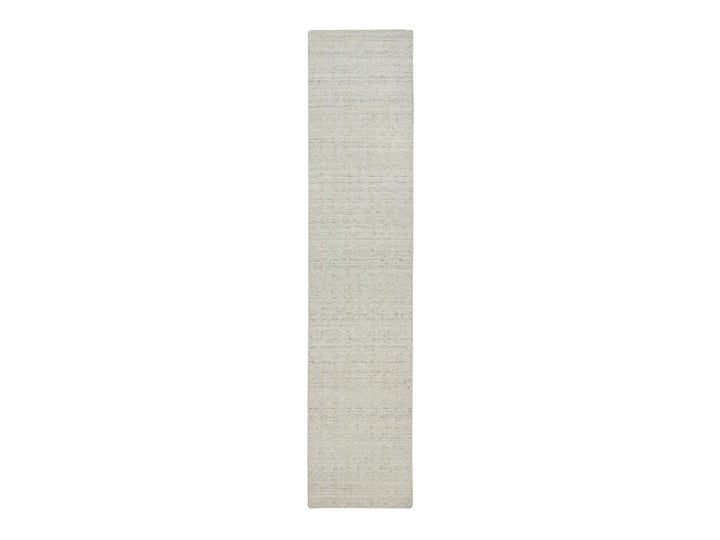 2'6" x 12'0" New Hand Loomed Ivory Wool Runner Oriental Rug - MOA10291669