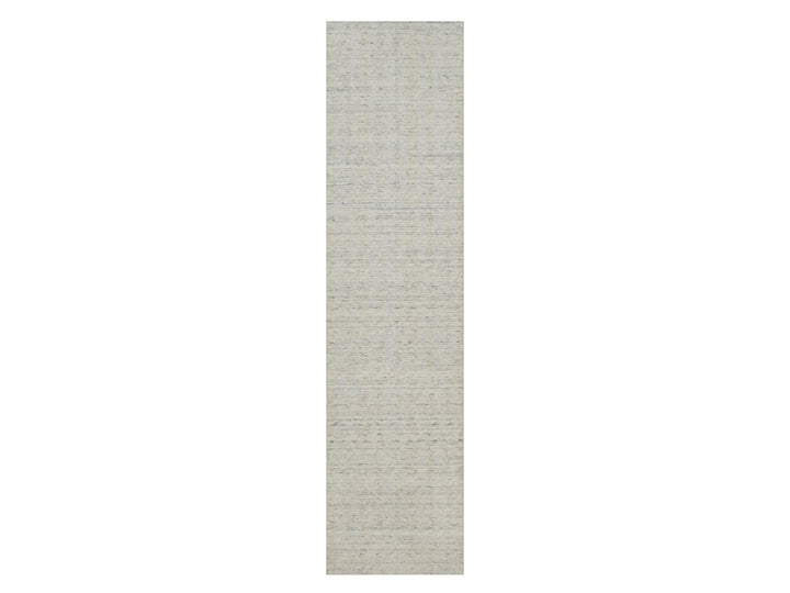 2'5" x 10'0" New Hand Loomed Ivory Wool Runner Oriental Rug - MOA10291670