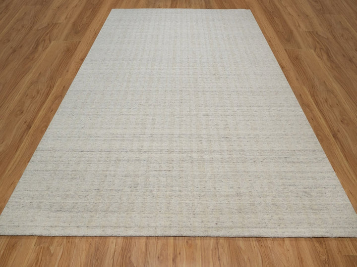 8'11" x 12'0" New Hand Loomed Ivory Wool Rectangle Oriental Rug - MOA10291673