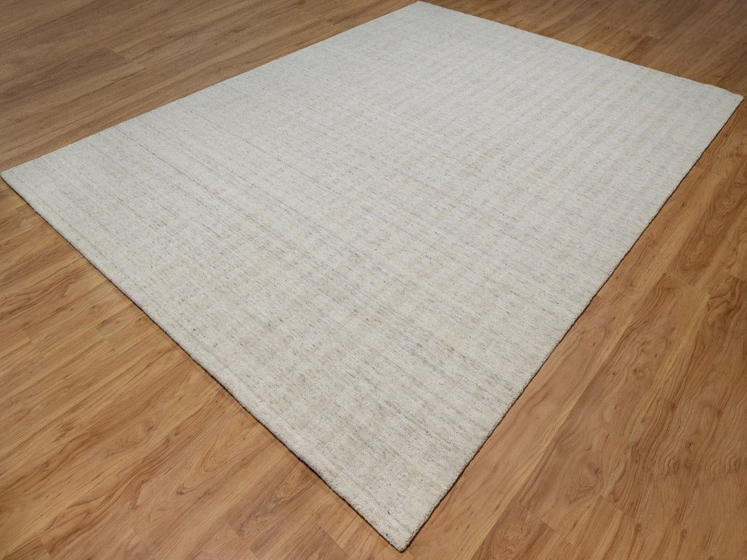 8'11" x 12'0" New Hand Loomed Ivory Wool Rectangle Oriental Rug - MOA10291673