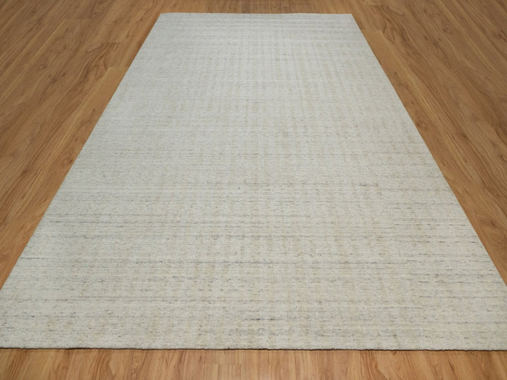 8'10" x 11'11" New Hand Loomed Ivory Wool Rectangle Oriental Rug - MOA10291675