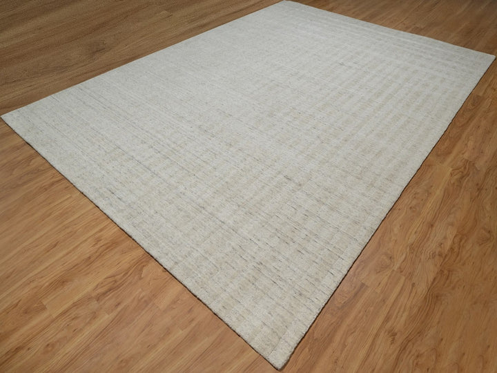 8'10" x 11'11" New Hand Loomed Ivory Wool Rectangle Oriental Rug - MOA10291675