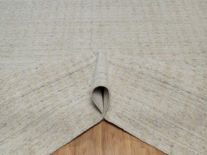 8'10" x 11'11" New Hand Loomed Ivory Wool Rectangle Oriental Rug - MOA10291675