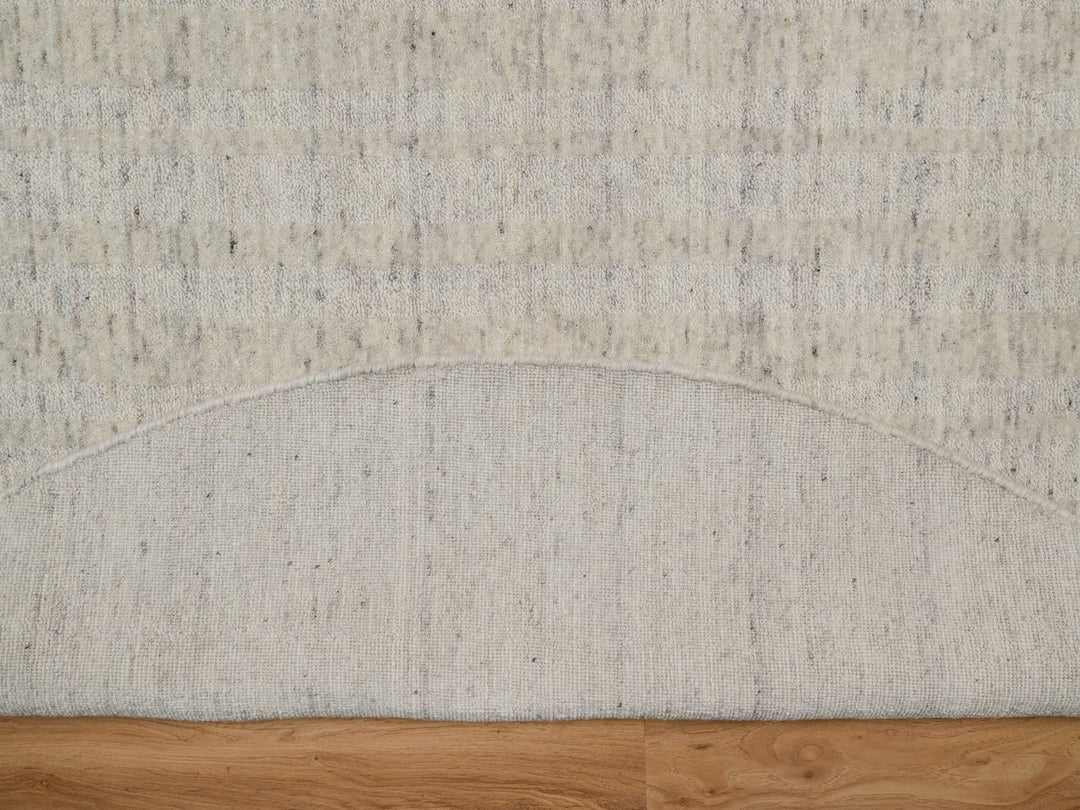 7'11" x 7'11" New Hand Loomed Ivory Wool Round Oriental Rug - MOA10291676