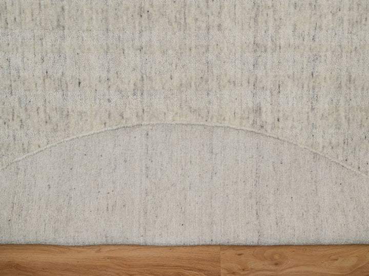 7'11" x 7'11" New Hand Loomed Ivory Wool Round Oriental Rug - MOA10291676