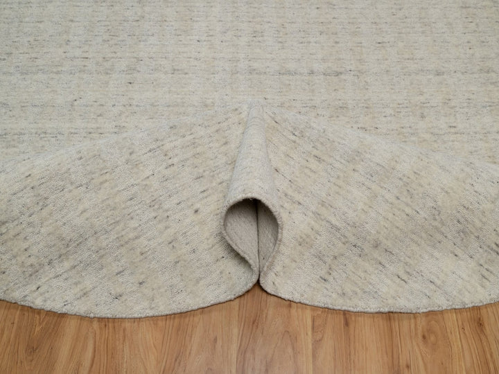 7'11" x 7'11" New Hand Loomed Ivory Wool Round Oriental Rug - MOA10291676