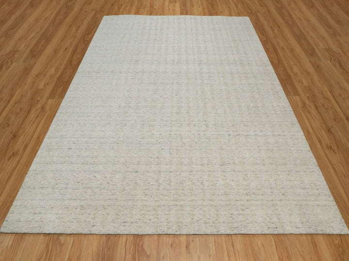 8'1" x 10'0" New Hand Loomed Ivory Wool Rectangle Oriental Rug - MOA10291677