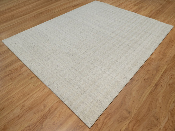 8'1" x 10'0" New Hand Loomed Ivory Wool Rectangle Oriental Rug - MOA10291677