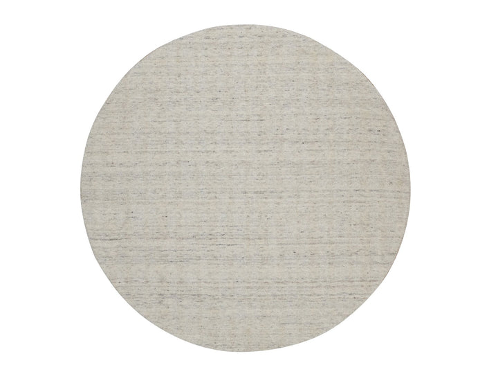 6'0" x 6'0" New Hand Loomed Ivory Wool Round Oriental Rug - MOA10291678