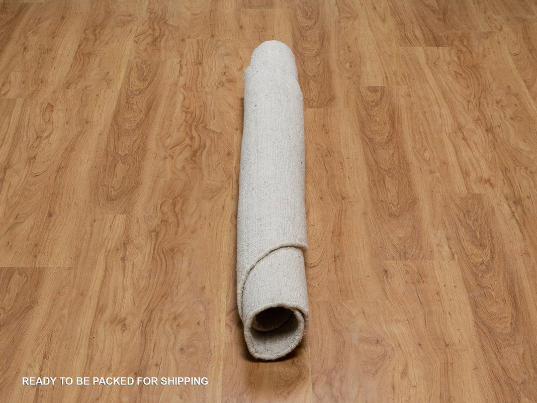 6'0" x 6'0" New Hand Loomed Ivory Wool Round Oriental Rug - MOA10291678