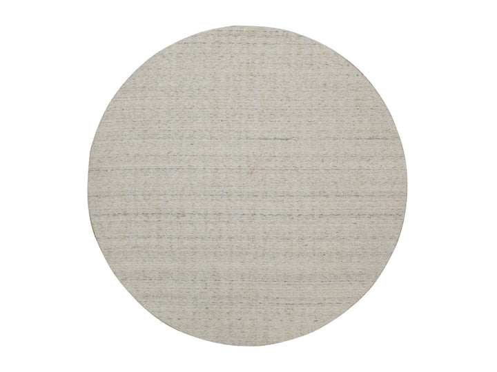 7'11" x 7'11" New Hand Loomed Ivory Wool Round Oriental Rug - MOA10291680