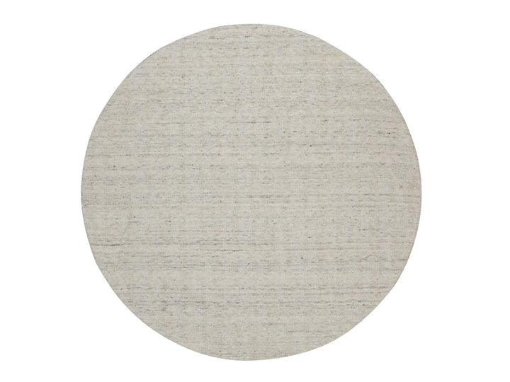 6'0" x 6'0" New Hand Loomed Ivory Wool Round Oriental Rug - MOA10291681
