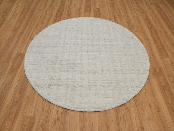 6'0" x 6'0" New Hand Loomed Ivory Wool Round Oriental Rug - MOA10291681