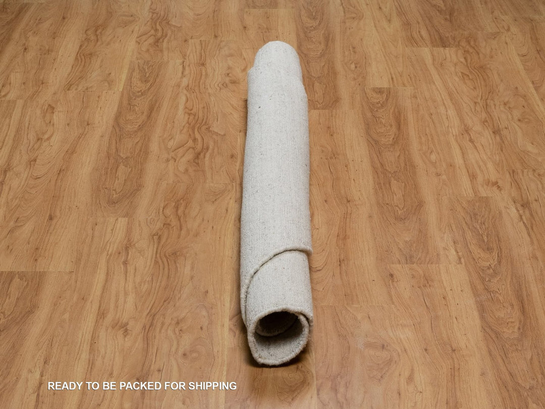 6'0" x 6'0" New Hand Loomed Ivory Wool Round Oriental Rug - MOA10291681