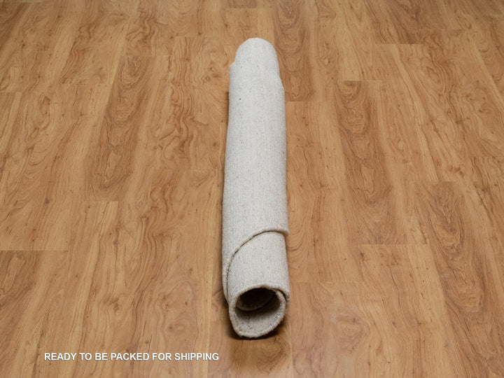 6'0" x 6'0" New Hand Loomed Ivory Wool Round Oriental Rug - MOA10291681