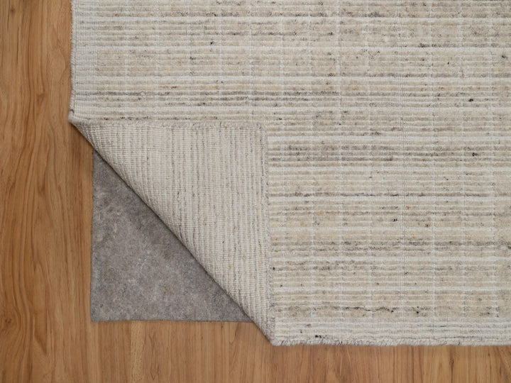 9'2" x 12'0" New Hand Loomed Ivory Wool Rectangle Oriental Rug - MOA10291682