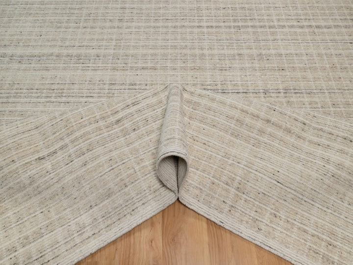 9'2" x 12'0" New Hand Loomed Ivory Wool Rectangle Oriental Rug - MOA10291682