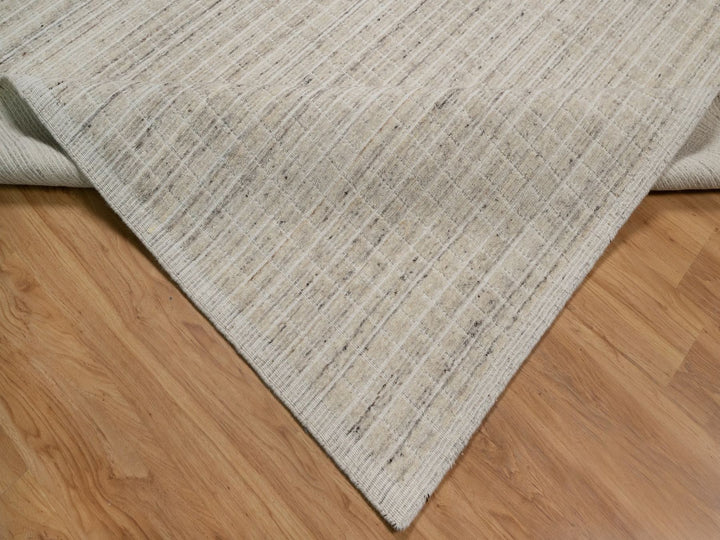 9'2" x 12'0" New Hand Loomed Ivory Wool Rectangle Oriental Rug - MOA10291682