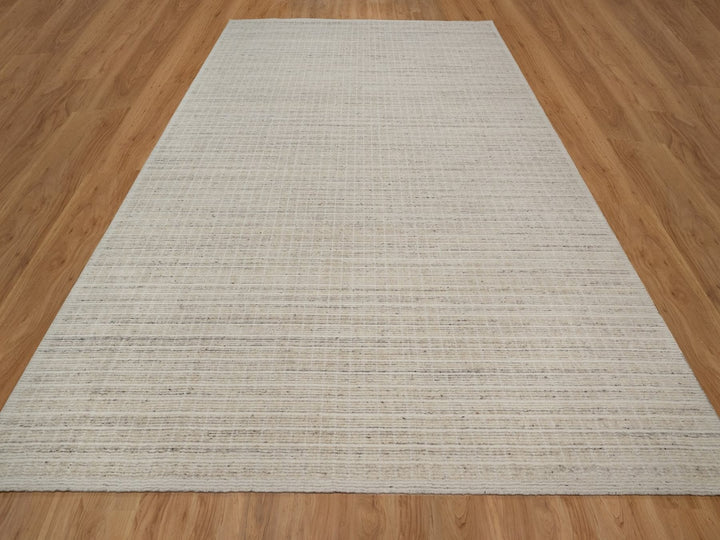 10'1" x 14'0" New Hand Loomed Ivory Wool Rectangle Oriental Rug - MOA10291684