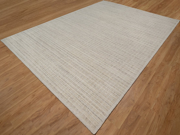 10'1" x 14'0" New Hand Loomed Ivory Wool Rectangle Oriental Rug - MOA10291684