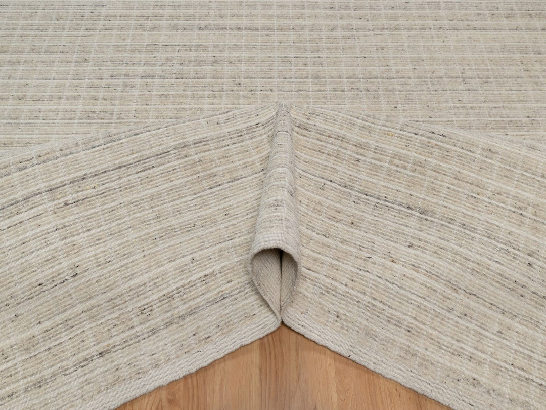 10'1" x 14'0" New Hand Loomed Ivory Wool Rectangle Oriental Rug - MOA10291684