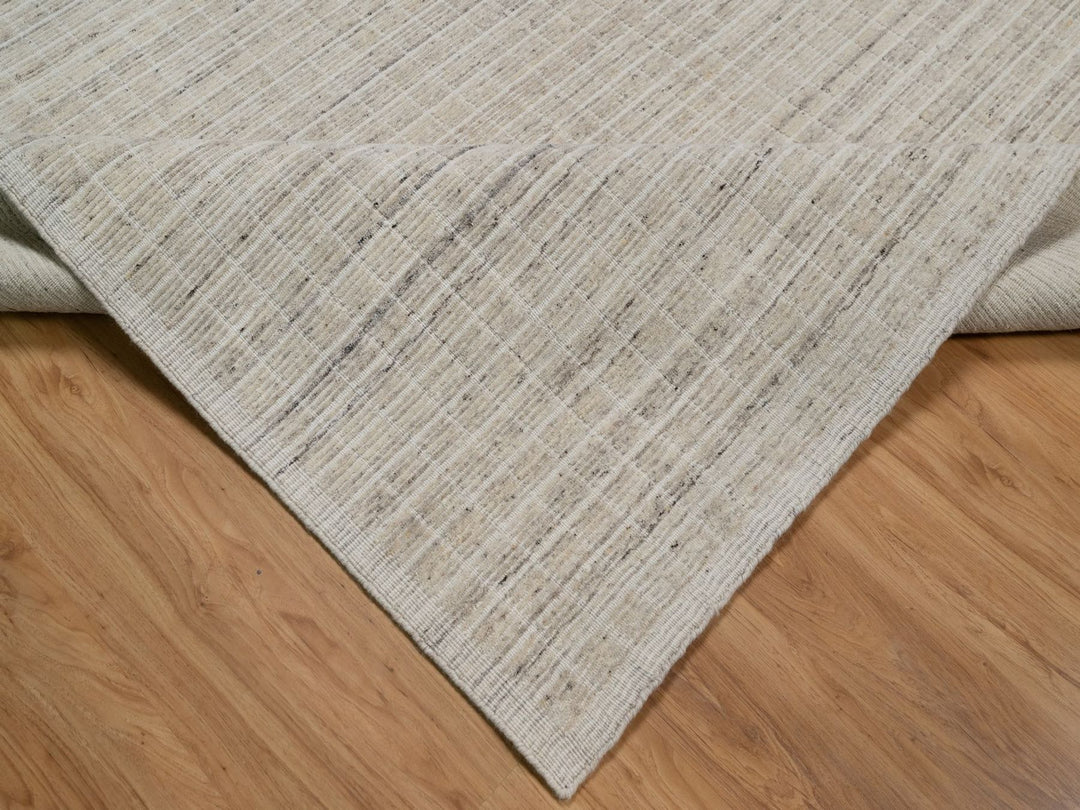 10'1" x 14'0" New Hand Loomed Ivory Wool Rectangle Oriental Rug - MOA10291684