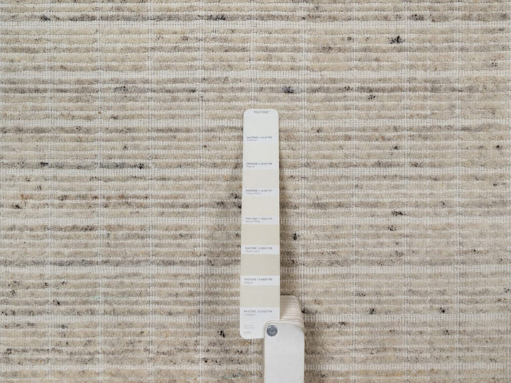 10'1" x 14'0" New Hand Loomed Ivory Wool Rectangle Oriental Rug - MOA10291684